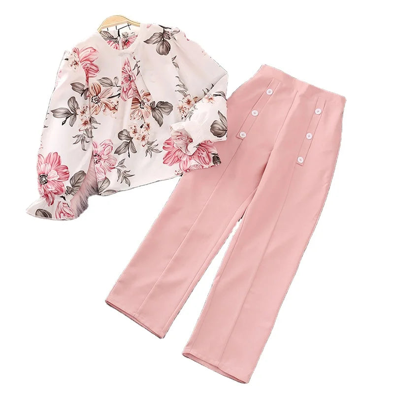 Ensembles de vêtements d’automne pour filles de 8 à 14 ans Nouveaux vêtements pour enfants Impression de vêtements à manches longues