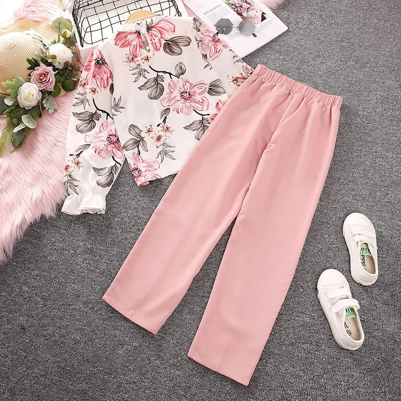Ensembles de vêtements d’automne pour filles de 8 à 14 ans Nouveaux vêtements pour enfants Impression de vêtements à manches longues