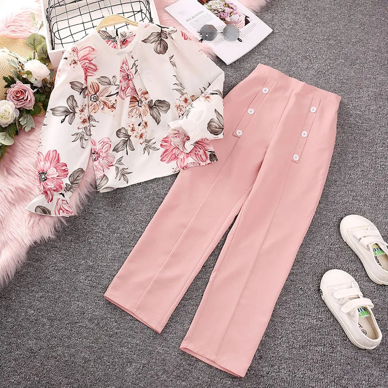 Ensembles de vêtements d’automne pour filles de 8 à 14 ans Nouveaux vêtements pour enfants Impression de vêtements à manches longues