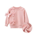 Automne Hiver Enfants Filles Sweat-shirts Manteau Noeud Décorer Vêtements Roses Enfants Fluff Sport Casual Sweater