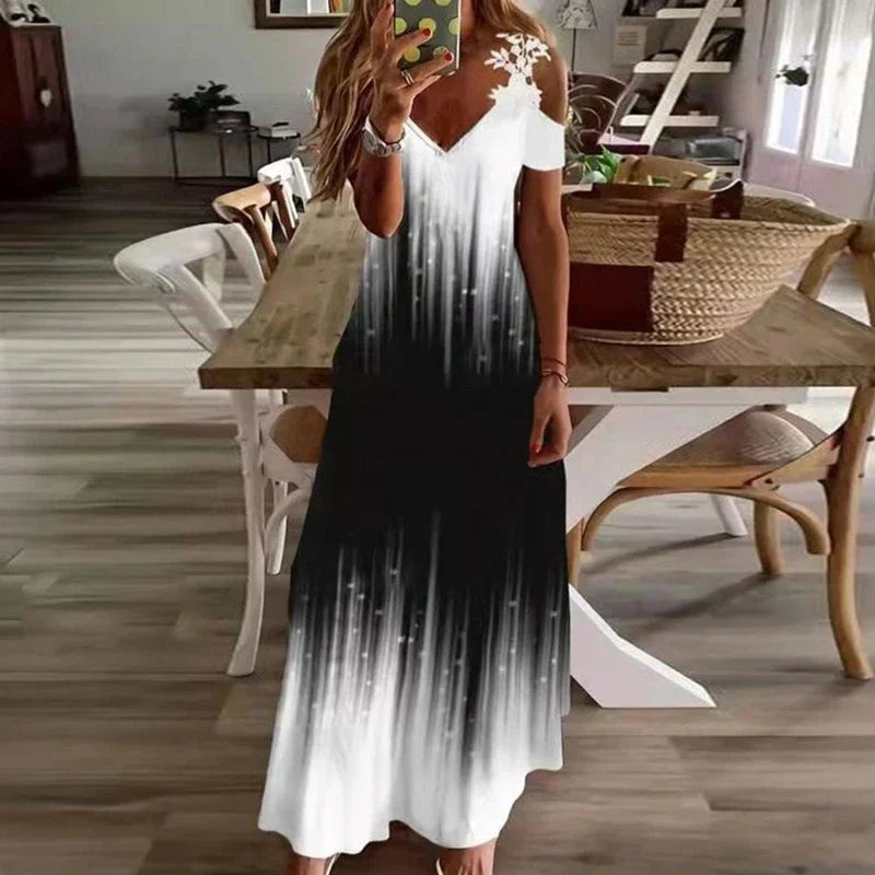 Robe à bretelles sans manches en dentelle blanche imprimée pour femmes, robe longue décontractée à la mode d’été
