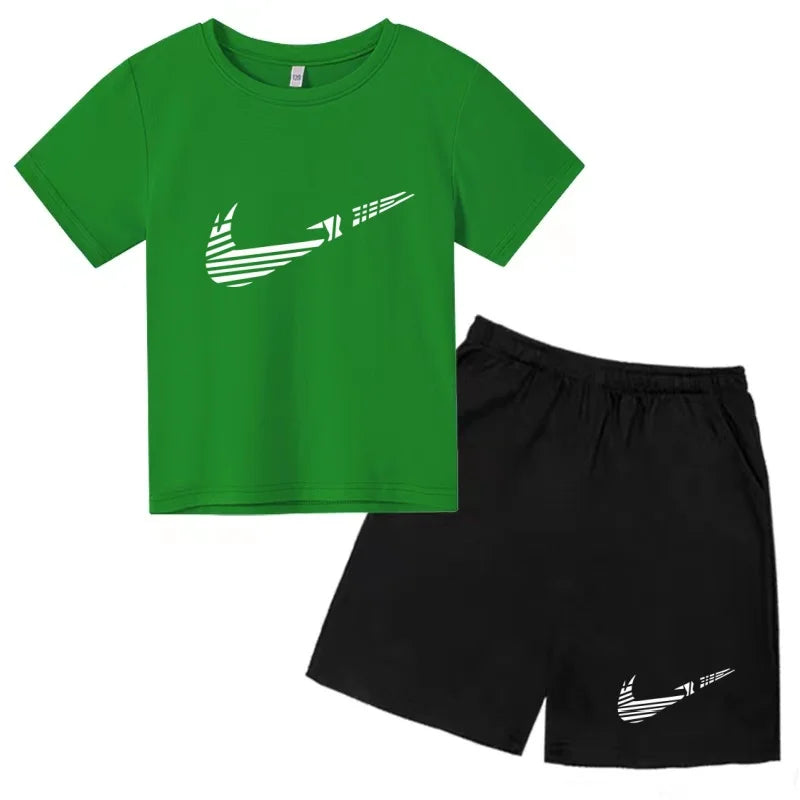 Vêtements pour enfants T-shirt Mode Manches courtes + Shorts Été Garçon Fille Tout-petit 3-12 ans Casual Sports Marque Jogging O-collar Set