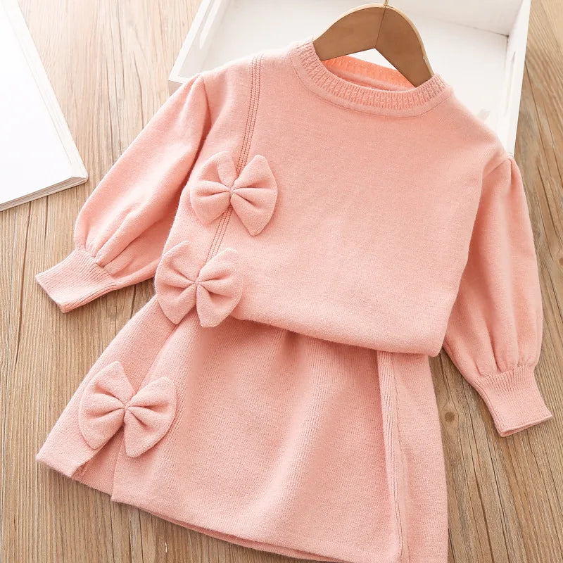 Ensemble de vêtements pour filles Ensemble de 2 pièces à manches longues Sweat-shirt automne/hiver + ensemble jupe Vêtements pour enfants pour le début de l’école
