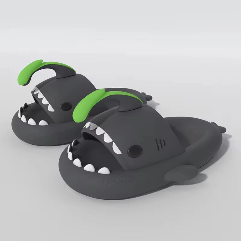 Luminous Christmas Shark Slippers Men Pirate Milk Cow Soft Sandals Adult Bathroom Non-slip Flip Flops Couple Outdoor EVA Shoes
