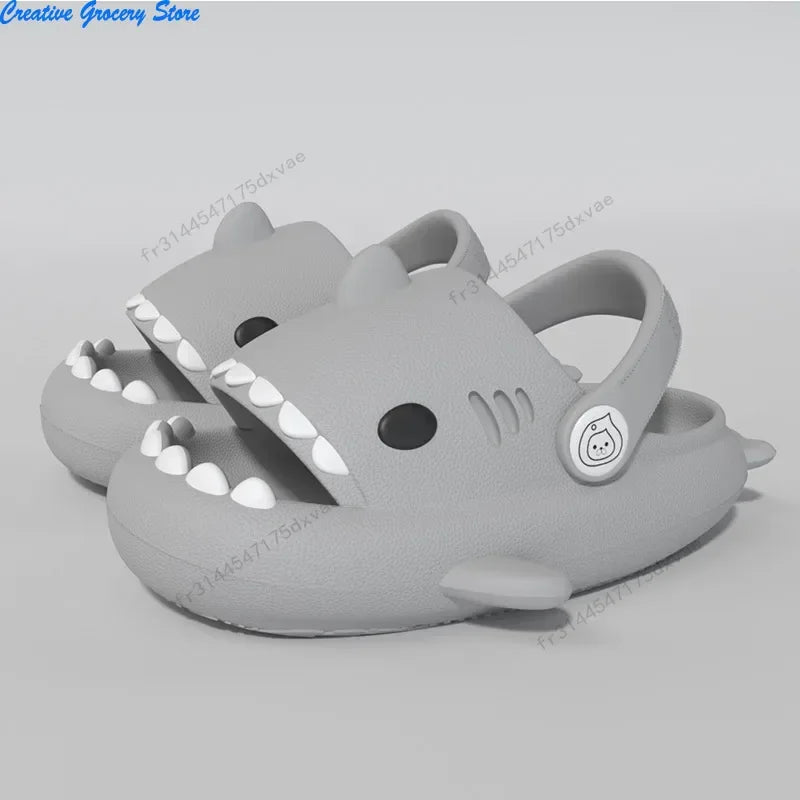 Summer 3D Shark Slides 2026 Kids EVA Soft Sole Non-Slip Cartoon Beach Slippers for Boys Girls Indoor Outdoor Pool Shoes