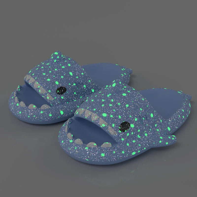 Luminous Christmas Shark Slippers Men Pirate Milk Cow Soft Sandals Adult Bathroom Non-slip Flip Flops Couple Outdoor EVA Shoes