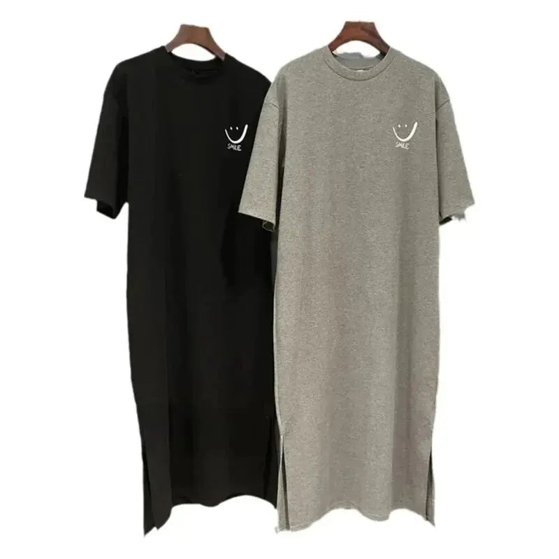 Robe T-shirt à manches courtes pour femmes pour femmes Robe ample de longueur moyenne sur le genou
