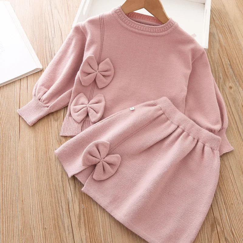 Ensemble de vêtements pour filles Ensemble de 2 pièces à manches longues Sweat-shirt automne/hiver + ensemble jupe Vêtements pour enfants pour le début de l’école