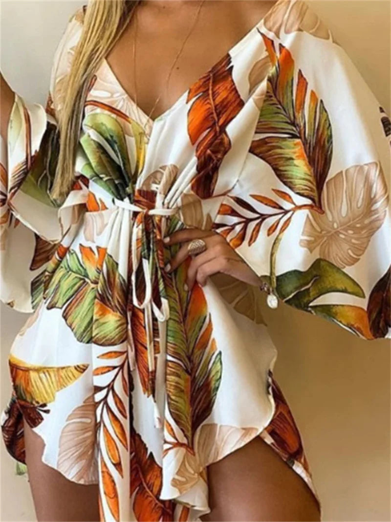 Robe bohème fleurie femme col V -L’atelier de Candice