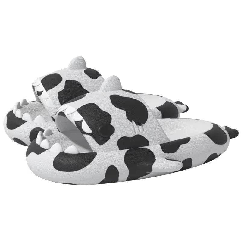 Luminous Christmas Shark Slippers Men Pirate Milk Cow Soft Sandals Adult Bathroom Non-slip Flip Flops Couple Outdoor EVA Shoes