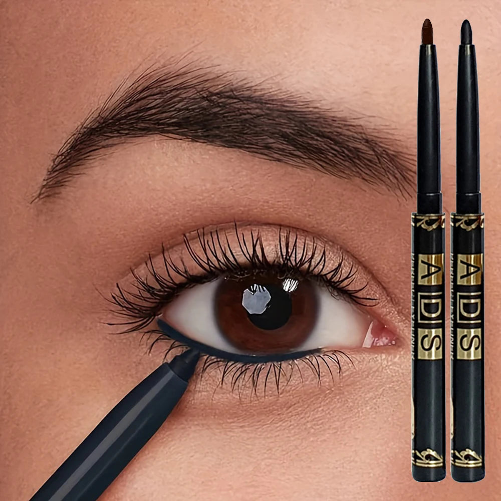 2Pcs Crayons Eyeliner Noir Brun Imperméables - Étanche Aux Taches, Longue Durée Et Adapté Aux Débutants Maquillage Pour Les Yeux Punk Lisse À Haute Pigmentation