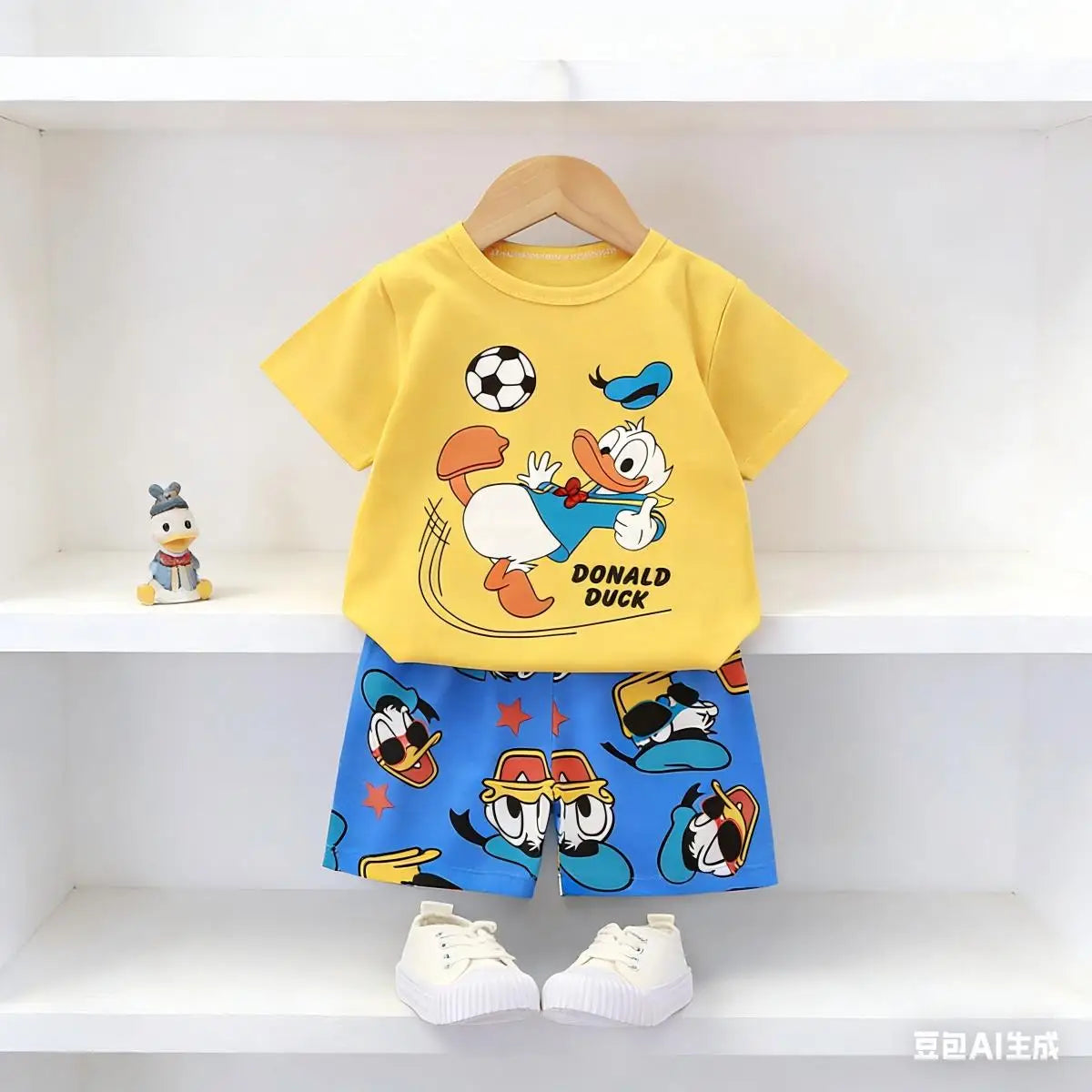 Été Donald Duck Cartoon 2 pièces survêtement garçons décontracté ensemble de vêtements pour enfants T-shirt et short enfants 1-4 ans