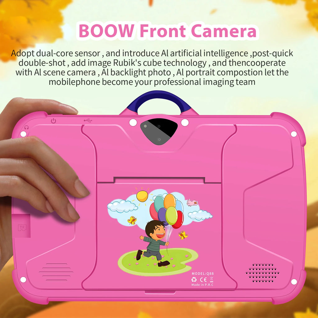 Nouveau motif de dessin animé Tablette pour enfants 7 pouces Quad Core 4 Go de RAM 64 Go ROM Android Apprentissage Éducation Jeux Tablettes Cadeaux pour enfants