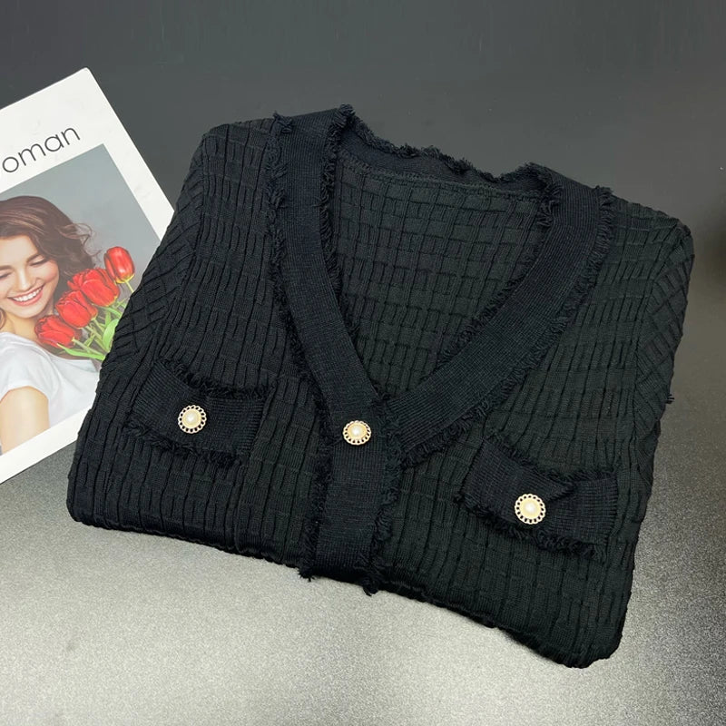 YuooMuoo 2026 Nouvelle Arrivée Femmes Tricoté Longue Robe Élégante Col En V Simple Brein Fendu Pull Robe Bureau Dame Vestidos