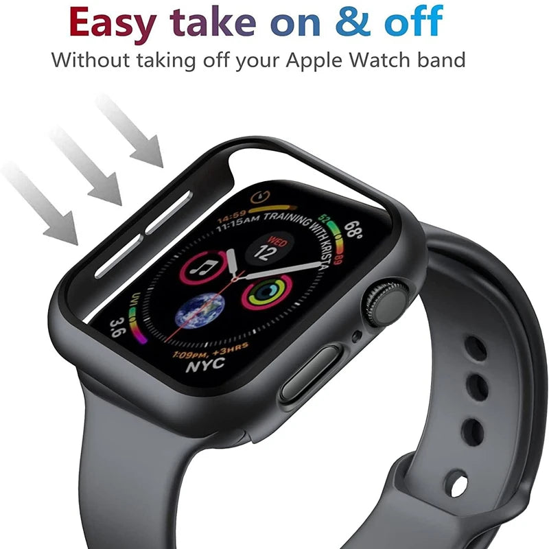 Glass+Cover For Apple Watch case 11 10 9 8 7 6 SE 5 Accessorie Screen Protector Apple iWatch serie 44mm 40mm 41mm 45mm 42mm 46mm