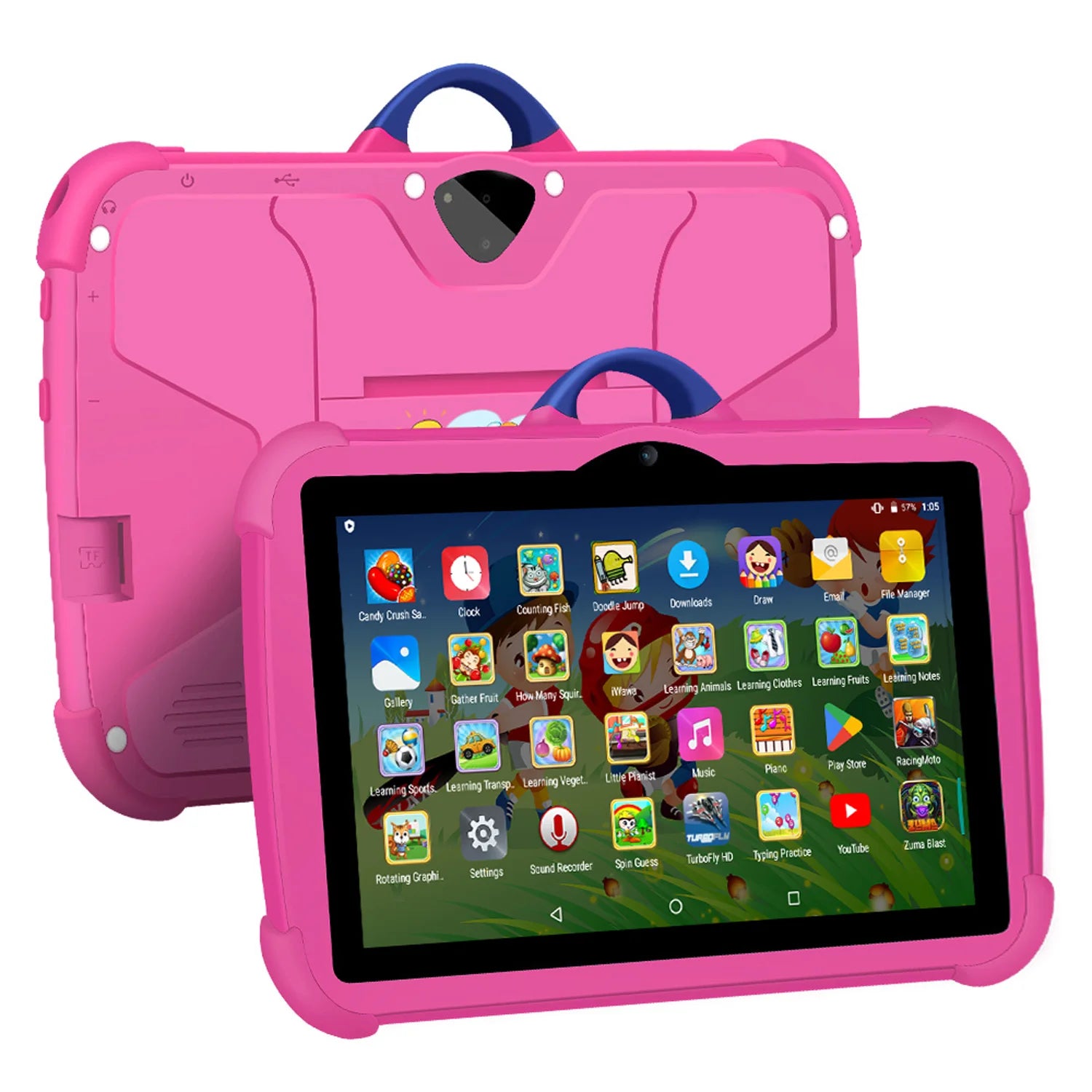 Nouveau motif de dessin animé Tablette pour enfants 7 pouces Quad Core 4 Go de RAM 64 Go ROM Android Apprentissage Éducation Jeux Tablettes Cadeaux pour enfants