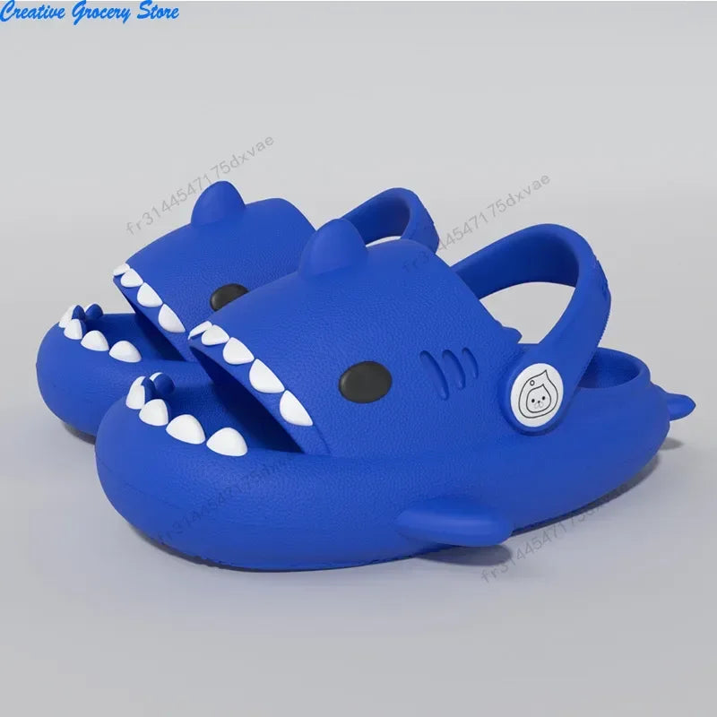 Summer 3D Shark Slides 2026 Kids EVA Soft Sole Non-Slip Cartoon Beach Slippers for Boys Girls Indoor Outdoor Pool Shoes