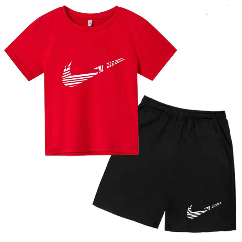 Vêtements pour enfants T-shirt Mode Manches courtes + Shorts Été Garçon Fille Tout-petit 3-12 ans Casual Sports Marque Jogging O-collar Set