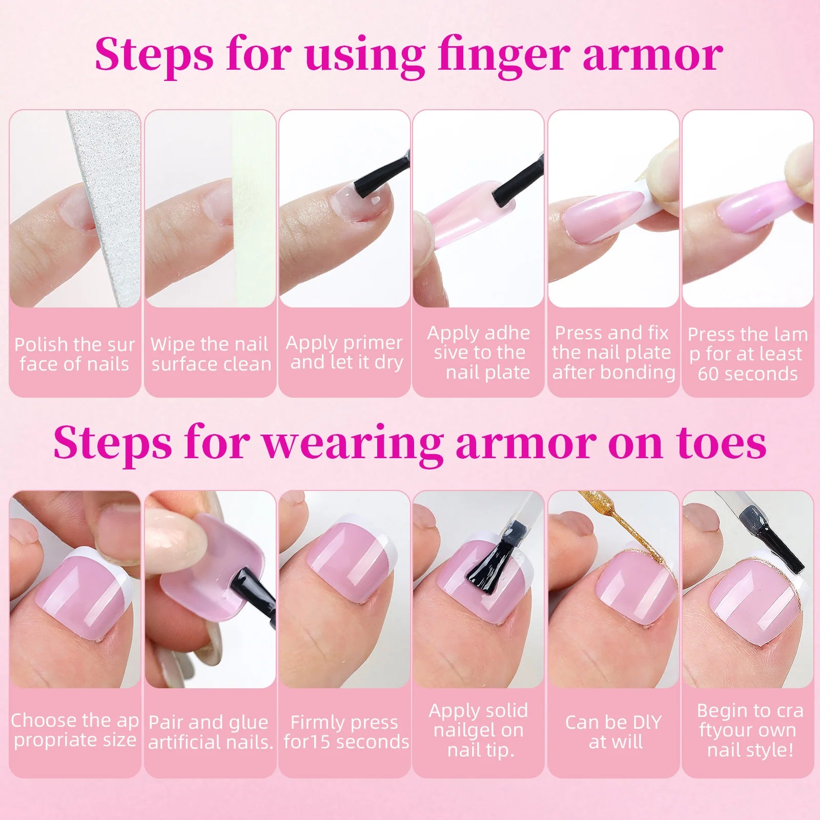Kit 144 Faux Ongles French Carré Court Brillant – Mains & Pieds | L'atelier de Candice