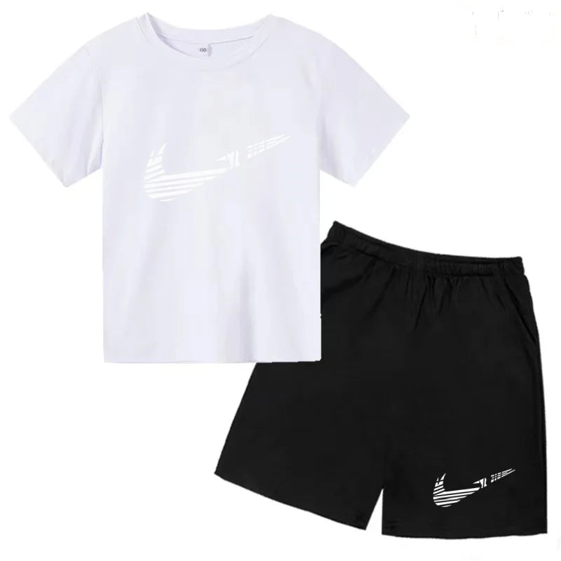 Vêtements pour enfants T-shirt Mode Manches courtes + Shorts Été Garçon Fille Tout-petit 3-12 ans Casual Sports Marque Jogging O-collar Set