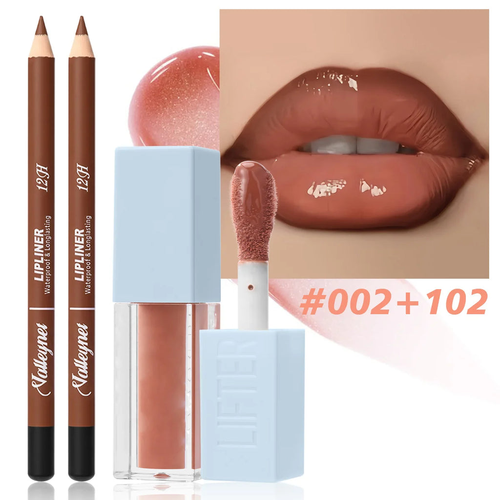 2Pcs/Set Lipliner + Lip Oil Matte Velvet Lipstick - Long durable Waterproof Lip Combo Set Tutoriel de maquillage Cosmétiques