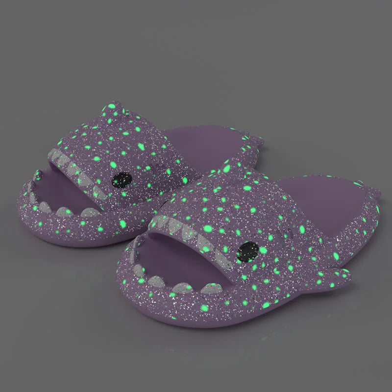 Luminous Christmas Shark Slippers Men Pirate Milk Cow Soft Sandals Adult Bathroom Non-slip Flip Flops Couple Outdoor EVA Shoes