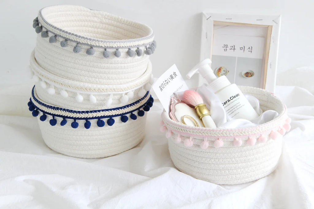 Panier Rangement Tressé Coton – Jouets, Bureau & Maison | L'atelier de Candice