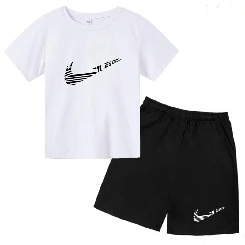 Vêtements pour enfants T-shirt Mode Manches courtes + Shorts Été Garçon Fille Tout-petit 3-12 ans Casual Sports Marque Jogging O-collar Set