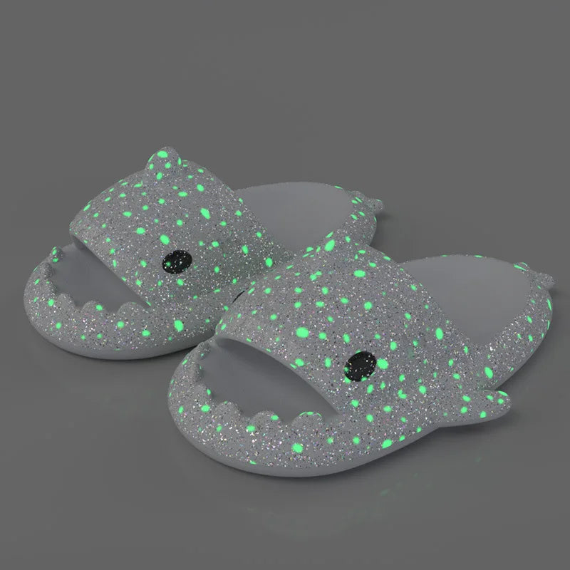 Luminous Christmas Shark Slippers Men Pirate Milk Cow Soft Sandals Adult Bathroom Non-slip Flip Flops Couple Outdoor EVA Shoes