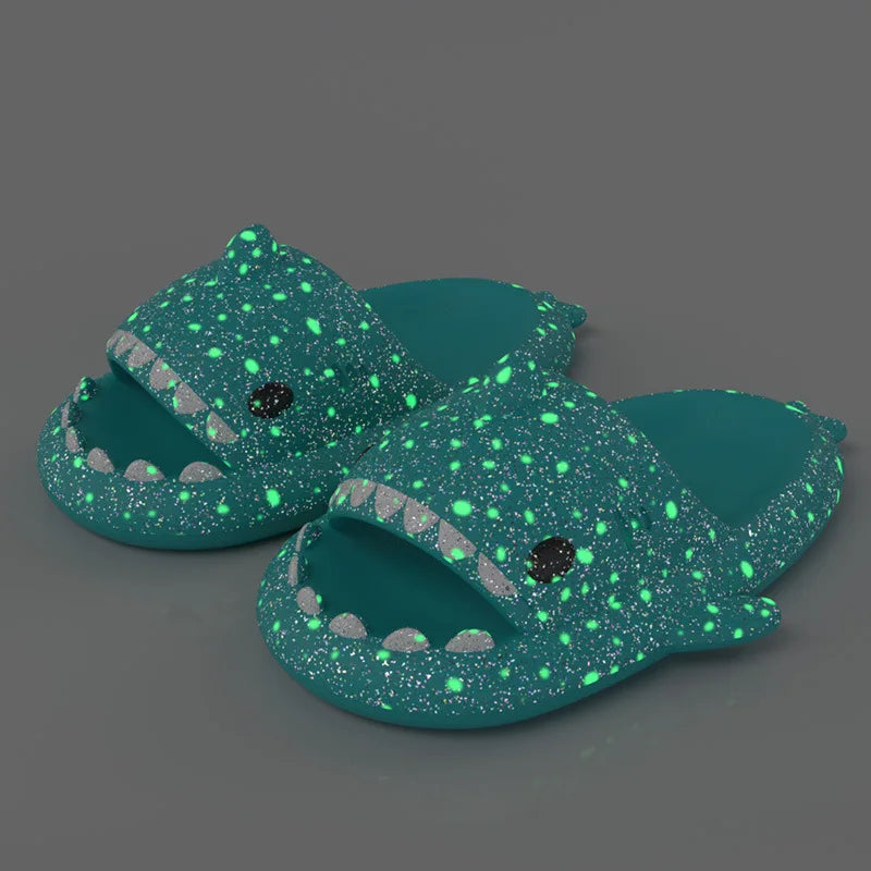 Luminous Christmas Shark Slippers Men Pirate Milk Cow Soft Sandals Adult Bathroom Non-slip Flip Flops Couple Outdoor EVA Shoes