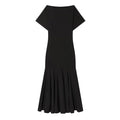 KONDALA Vintage Boat Collar Long Dress Women's Elegant Casual Splicing Pleated Dress New 2026 Spring Summer Fashion Slim Dress