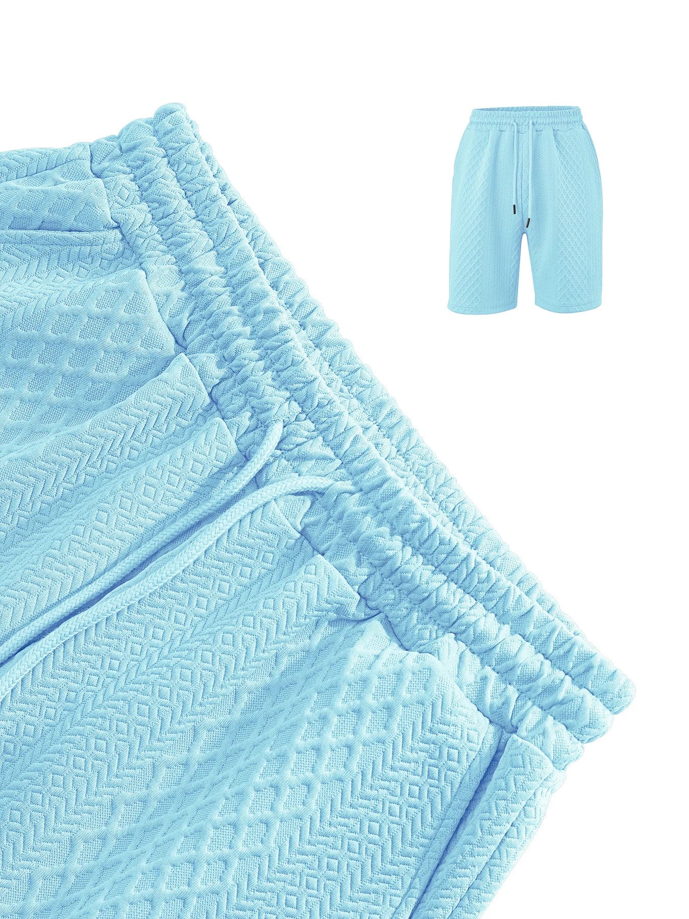 2025 Été Nouveau Décontracté Pour Hommes Avec Un Revers, Chemise Et Short À Manches Courtes Pour Hommes, Costume En Texture Jacquard
