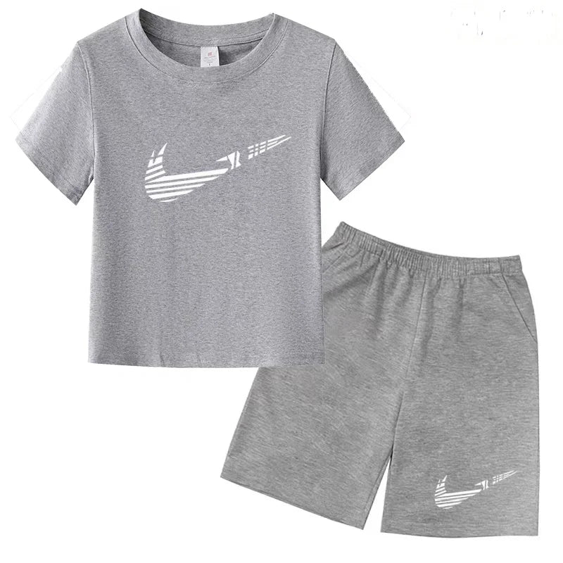 Vêtements pour enfants T-shirt Mode Manches courtes + Shorts Été Garçon Fille Tout-petit 3-12 ans Casual Sports Marque Jogging O-collar Set