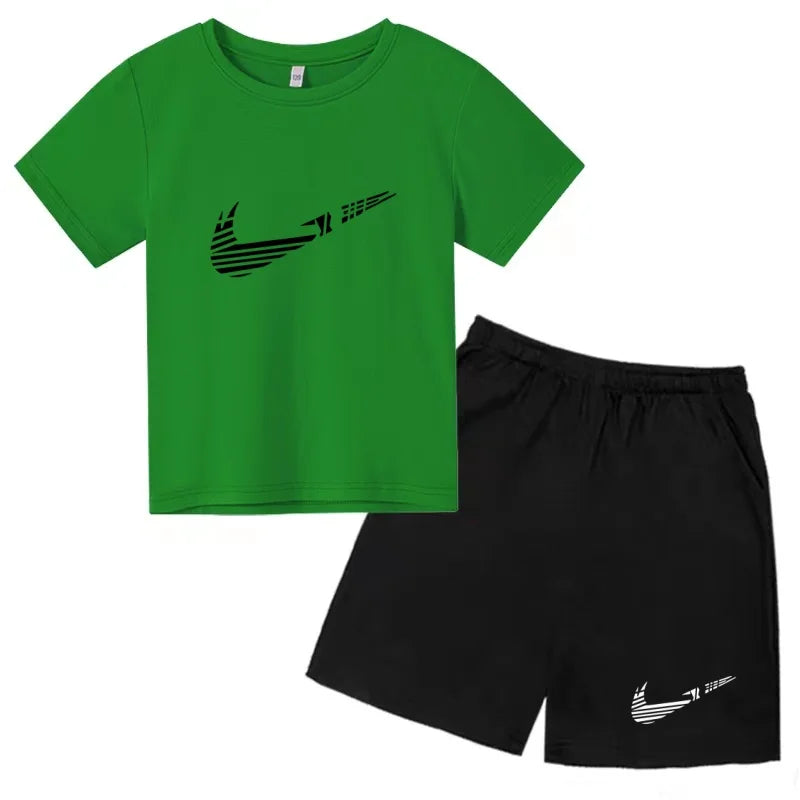 Vêtements pour enfants T-shirt Mode Manches courtes + Shorts Été Garçon Fille Tout-petit 3-12 ans Casual Sports Marque Jogging O-collar Set