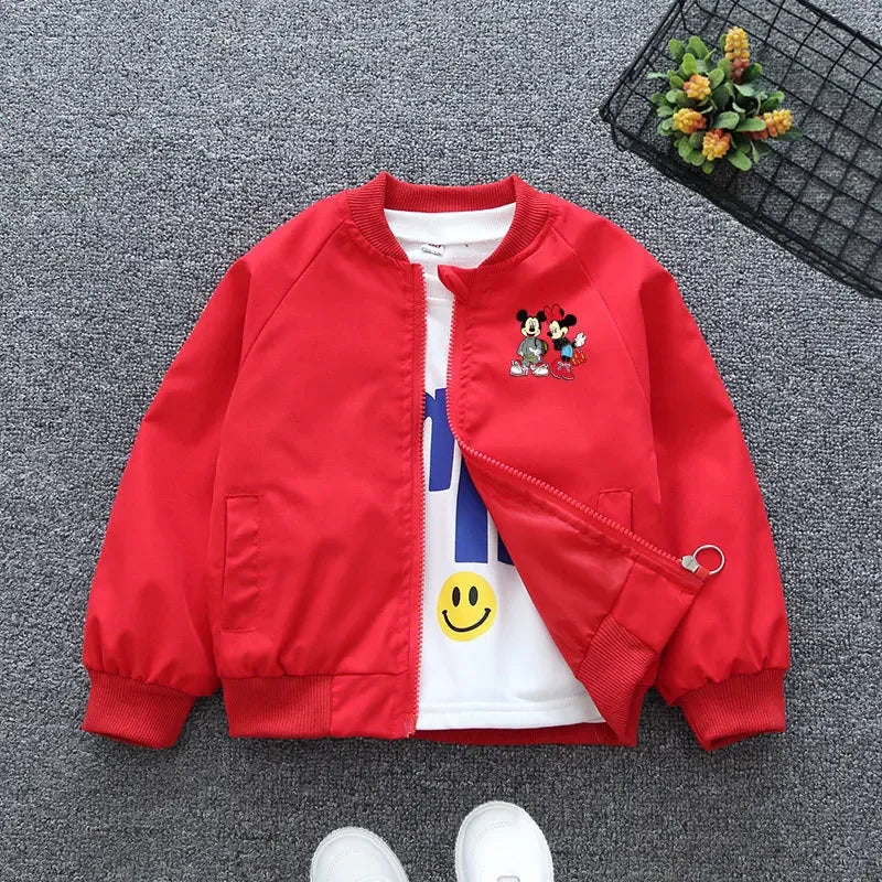 Printemps Bébé Garçons Filles Veste Mode Dessin animé Minnie Mouse Print Vêtements d’extérieur pour 1-6 ans Enfants Vêtements Enfants Coupe-vent Manteau