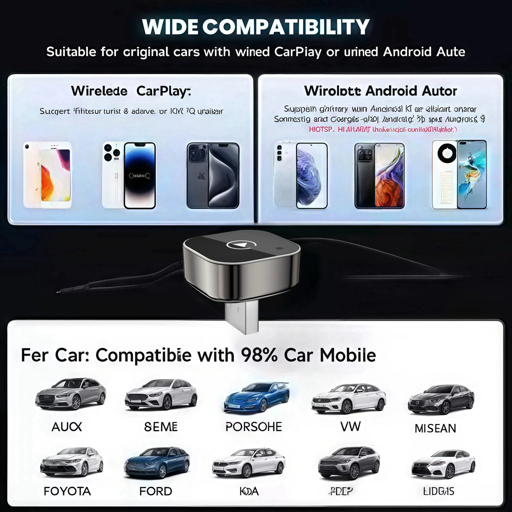 New Wireless CarPlay Android Auto Adapter USB Dongle Smart Mini Box Plug And Play Universal For VW Toyota Nissan Honda Ford Ben