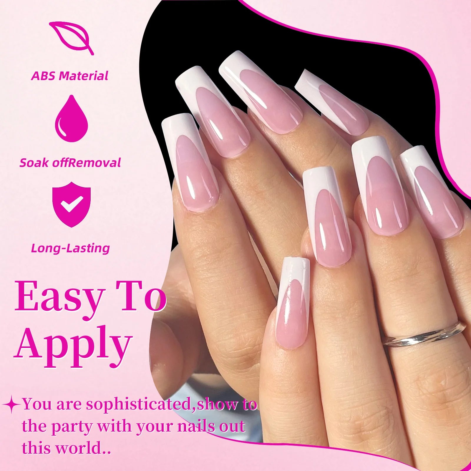Kit 144 Faux Ongles French Carré Court Brillant – Mains & Pieds | L'atelier de Candice