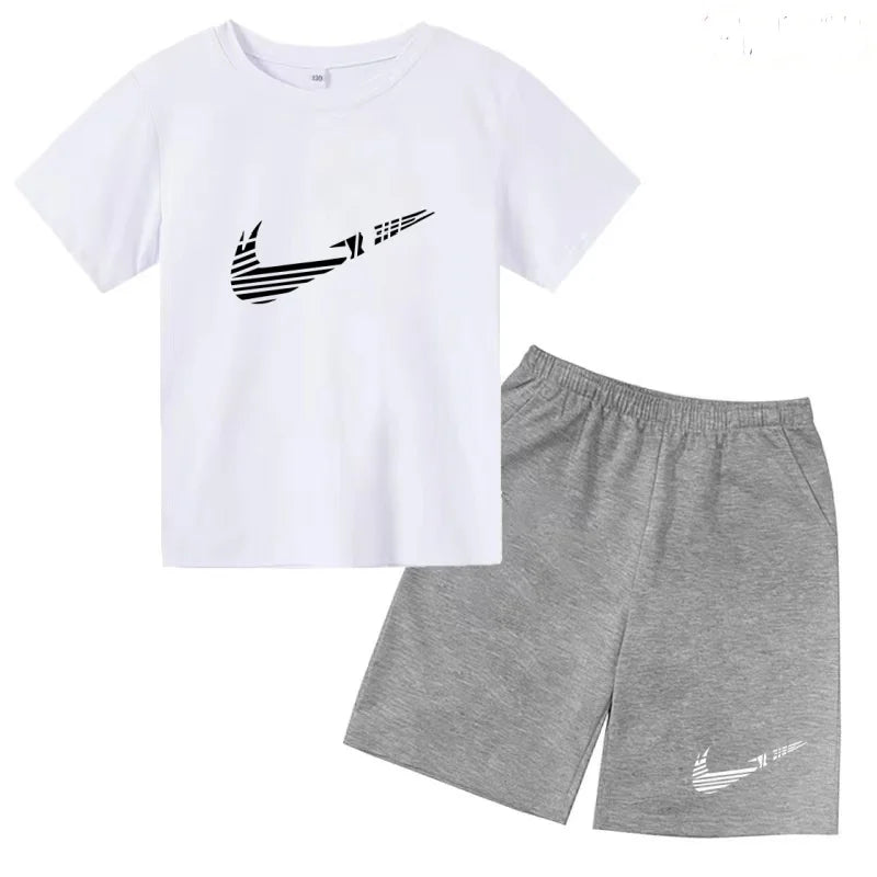 Vêtements pour enfants T-shirt Mode Manches courtes + Shorts Été Garçon Fille Tout-petit 3-12 ans Casual Sports Marque Jogging O-collar Set