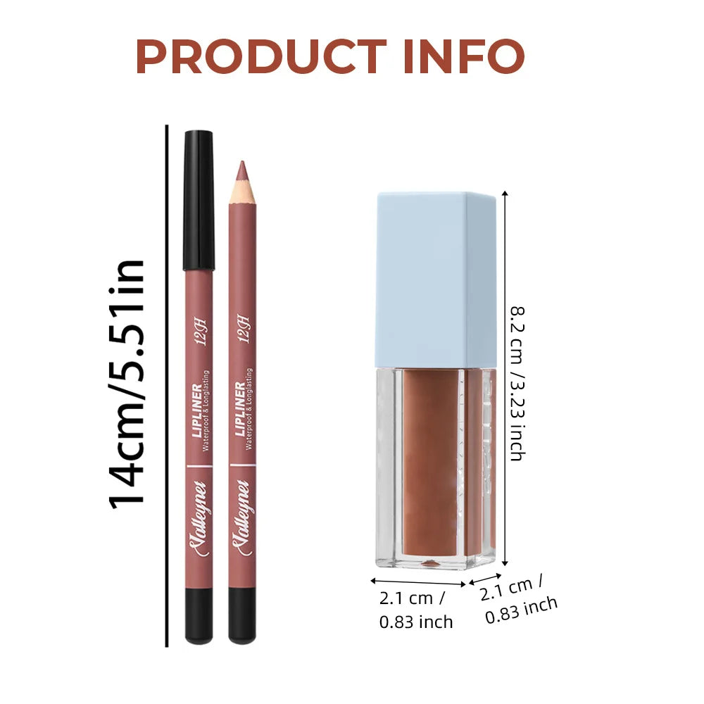 2Pcs/Set Lipliner + Lip Oil Matte Velvet Lipstick - Long durable Waterproof Lip Combo Set Tutoriel de maquillage Cosmétiques