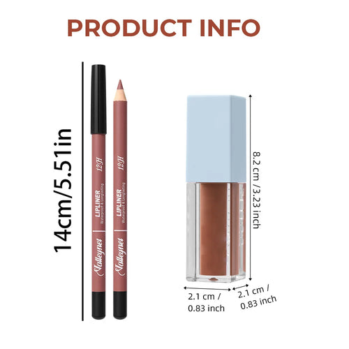 2Pcs/Set Lipliner + Lip Oil Matte Velvet Lipstick - Long durable Waterproof Lip Combo Set Tutoriel de maquillage Cosmétiques