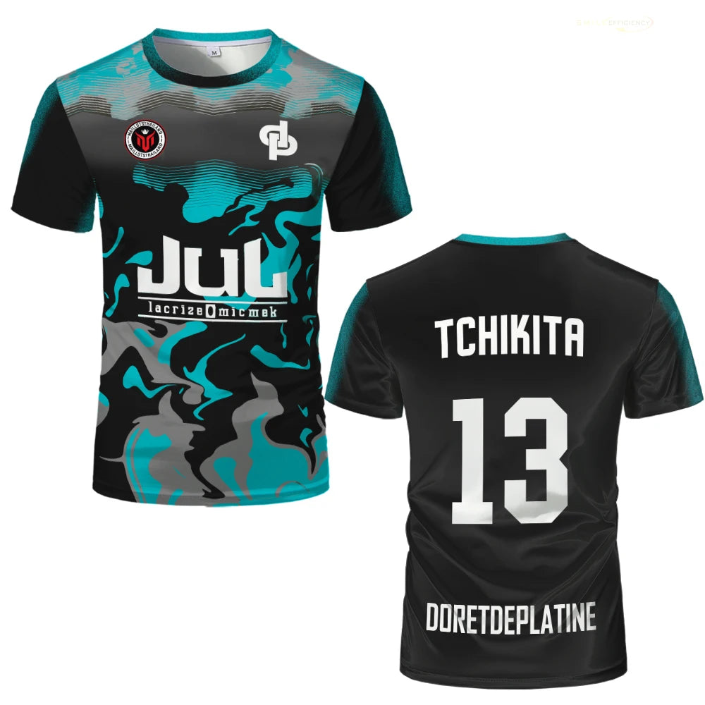 Nouveau maillot d’été JUL Jersey Tchikita Juvenil Respirant Entraînement à séchage rapide Maillot de football Hommes Femmes Mode T-shirt de sport Enfant