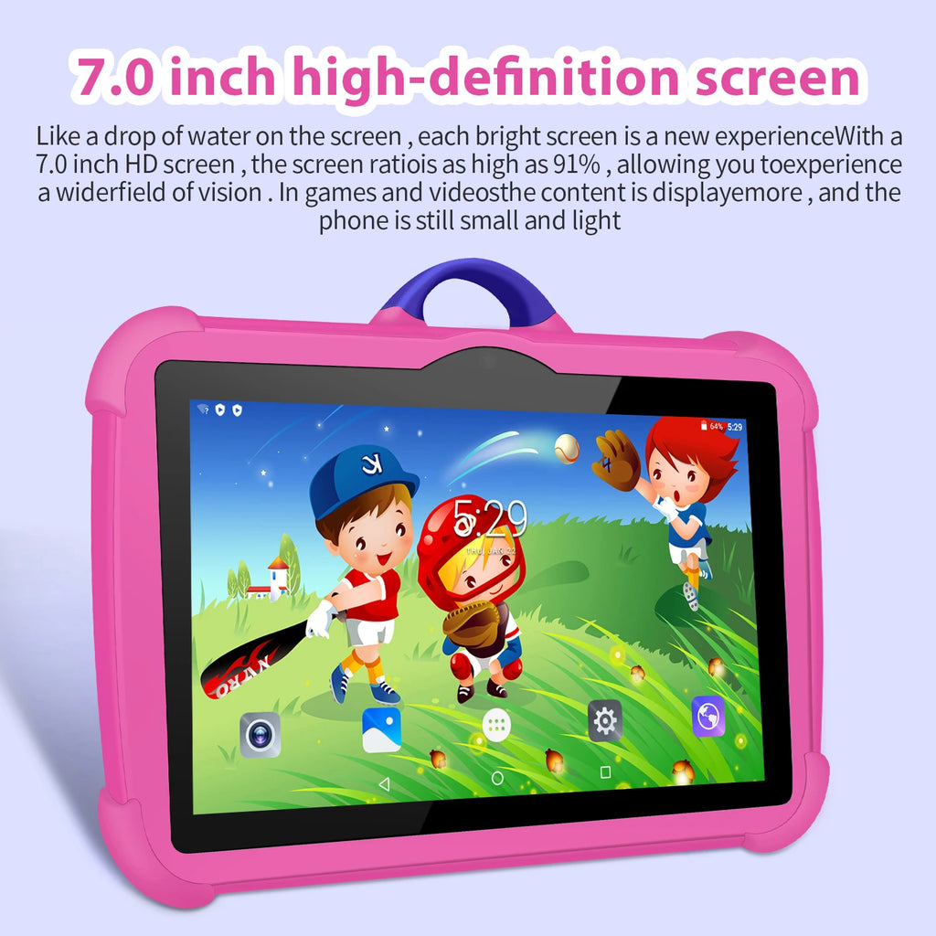 Nouveau motif de dessin animé Tablette pour enfants 7 pouces Quad Core 4 Go de RAM 64 Go ROM Android Apprentissage Éducation Jeux Tablettes Cadeaux pour enfants