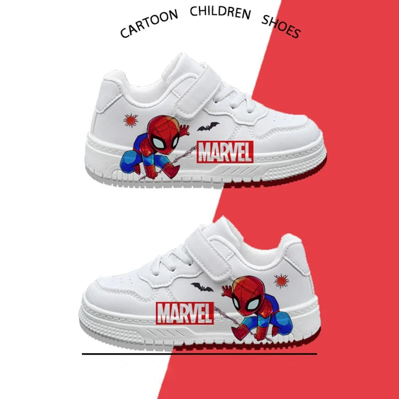 Chaussures de sport décontractées pour enfants Chaussures d’entraînement à imprimé de dessin animé pour garçons Chaussures d’entraînement antidérapantes pour enfants Chaussures d’extérieur en cuir Pu pour étudiants