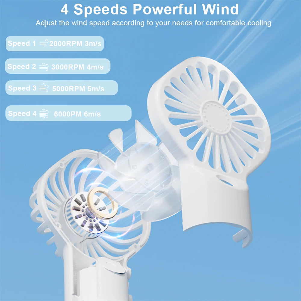 Ventilateur de pulvérisation portable portable Mini ventilateur d’humidificateur 4 vitesses Vent puissant USB Ventilateur de brouillard d’eau rechargeable Petit ventilateur d’extérieur
