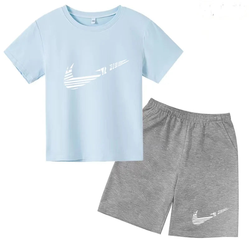 Vêtements pour enfants T-shirt Mode Manches courtes + Shorts Été Garçon Fille Tout-petit 3-12 ans Casual Sports Marque Jogging O-collar Set