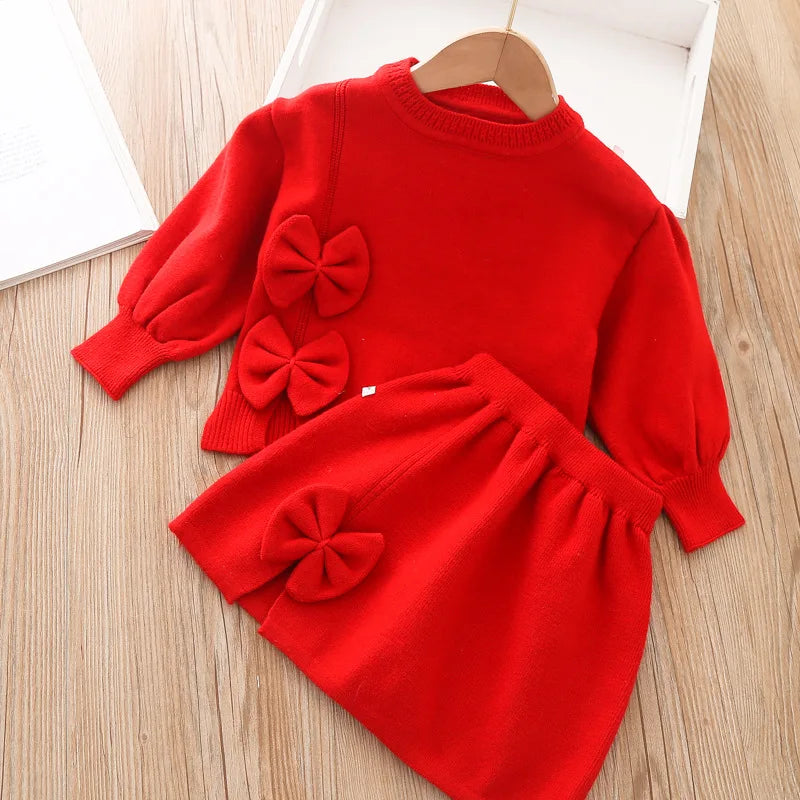 Ensemble de vêtements pour filles Ensemble de 2 pièces à manches longues Sweat-shirt automne/hiver + ensemble jupe Vêtements pour enfants pour le début de l’école