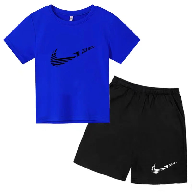 Vêtements pour enfants T-shirt Mode Manches courtes + Shorts Été Garçon Fille Tout-petit 3-12 ans Casual Sports Marque Jogging O-collar Set