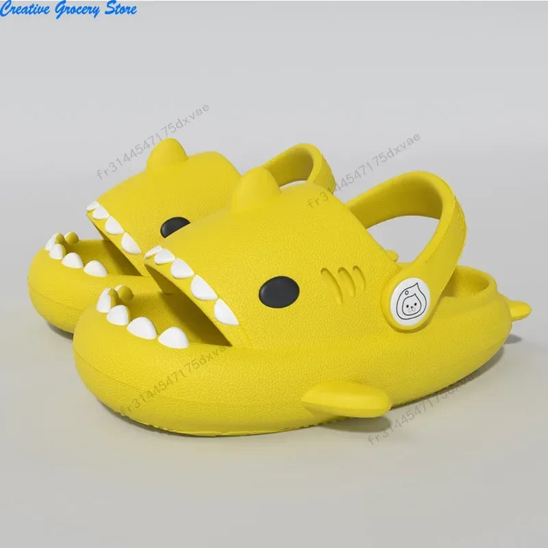 Summer 3D Shark Slides 2026 Kids EVA Soft Sole Non-Slip Cartoon Beach Slippers for Boys Girls Indoor Outdoor Pool Shoes