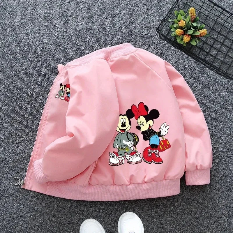 Printemps Bébé Garçons Filles Veste Mode Dessin animé Minnie Mouse Print Vêtements d’extérieur pour 1-6 ans Enfants Vêtements Enfants Coupe-vent Manteau