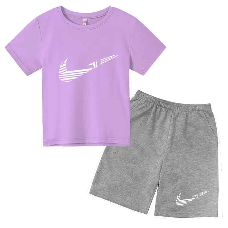Vêtements pour enfants T-shirt Mode Manches courtes + Shorts Été Garçon Fille Tout-petit 3-12 ans Casual Sports Marque Jogging O-collar Set